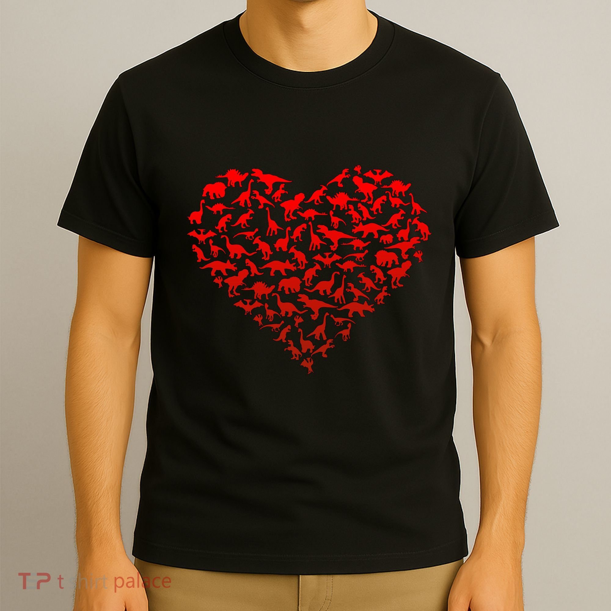 Dinosaur Love Heart Cute Valentines Day T-Shirt