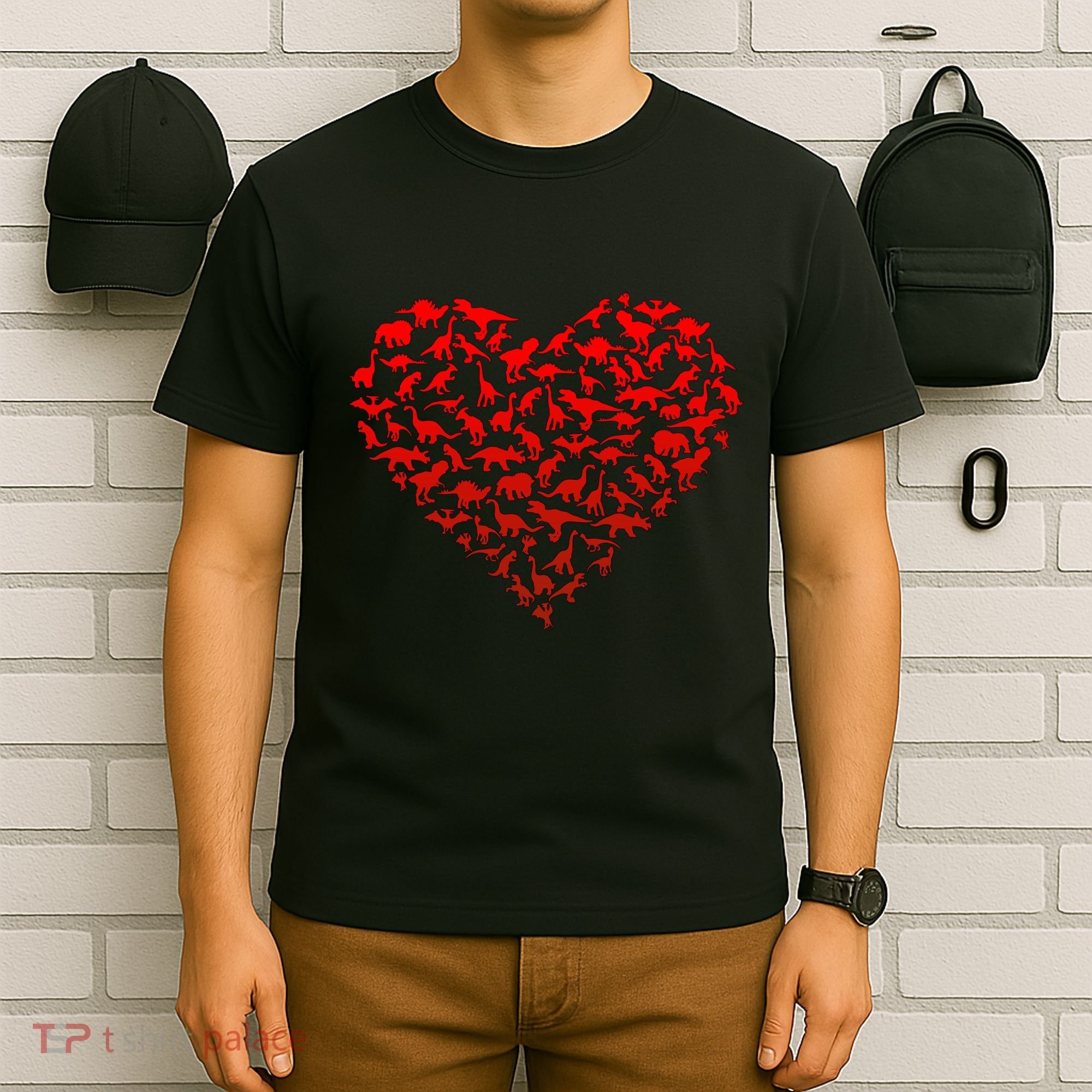 Dinosaur Love Heart Cute Valentines Day T-Shirt
