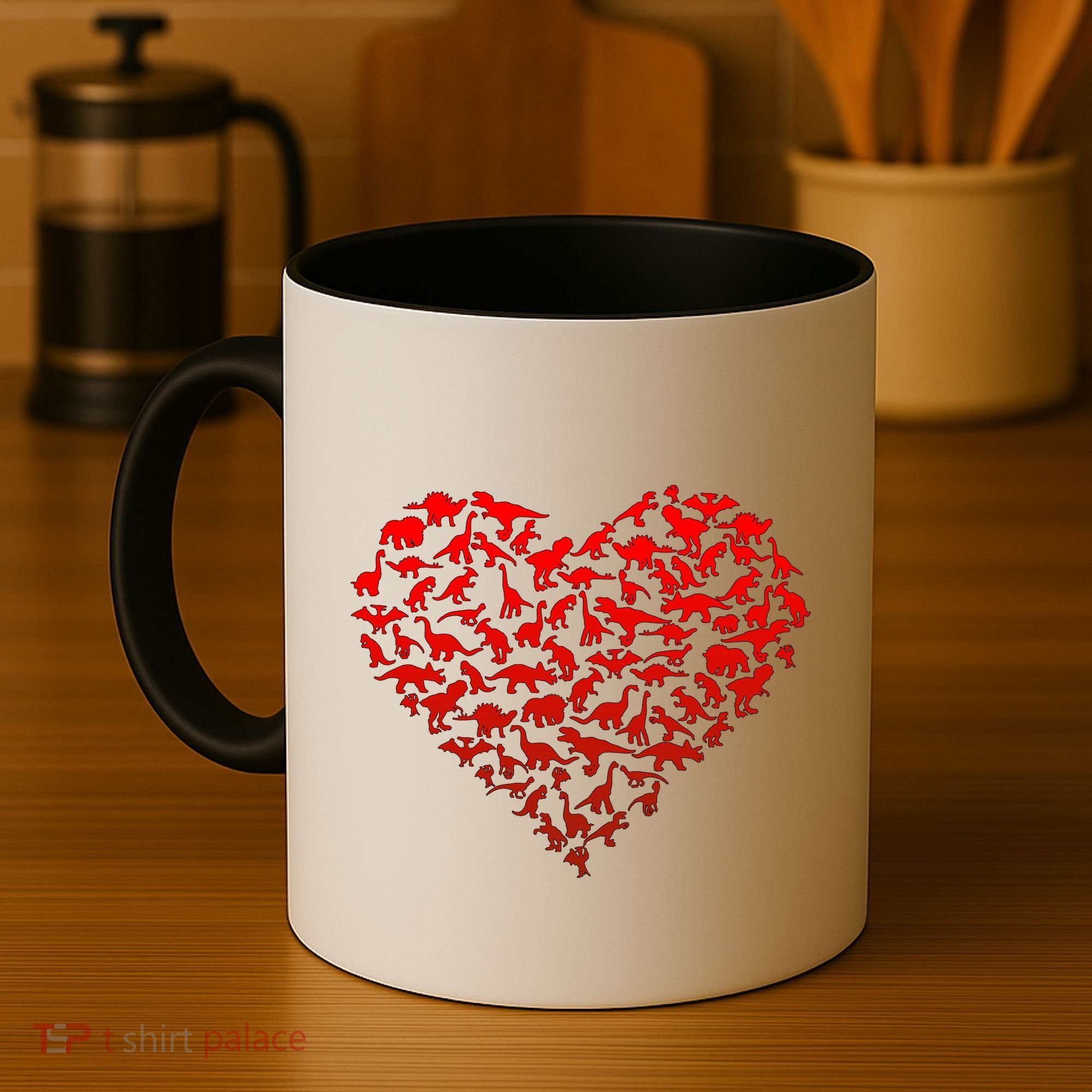Dinosaur Love Heart Cute Valentines Day Coffee Mug