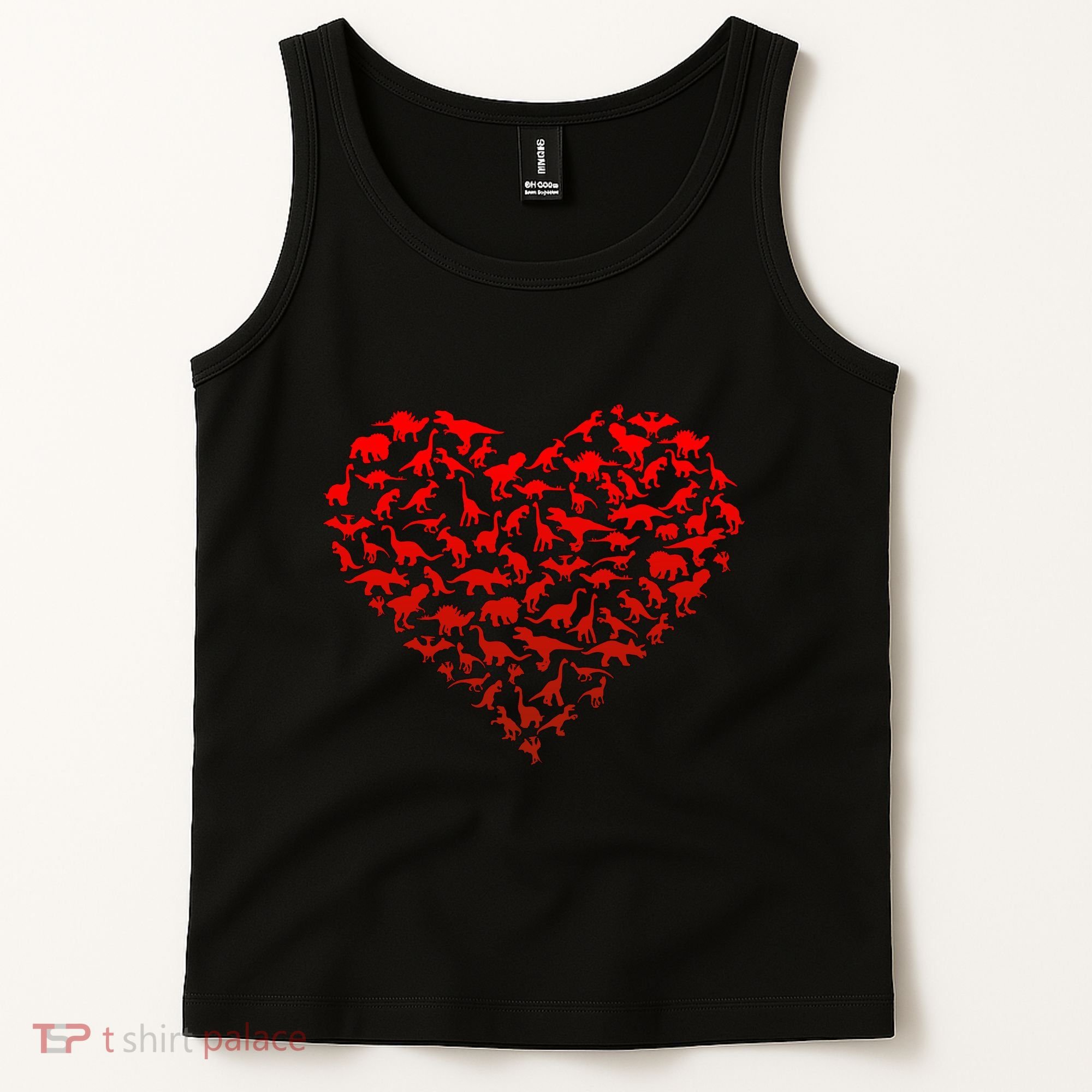 Dinosaur Love Heart Cute Valentines Day Tank Top