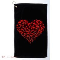 Dinosaur Love Heart Cute Valentines Day Golf Towel thumb 0