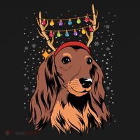 Dachshund Long Hair Reindeer Christmas Tree Lights Xmas Gift Bucket Hat thumb 4