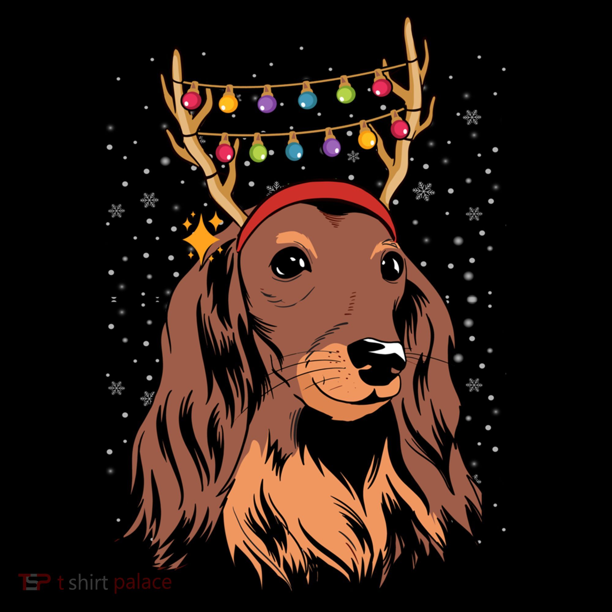Dachshund Long Hair Reindeer Christmas Tree Lights Xmas Gift Coffee Mug