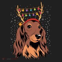 Dachshund Long Hair Reindeer Christmas Tree Lights Xmas Gift Hat thumb 2