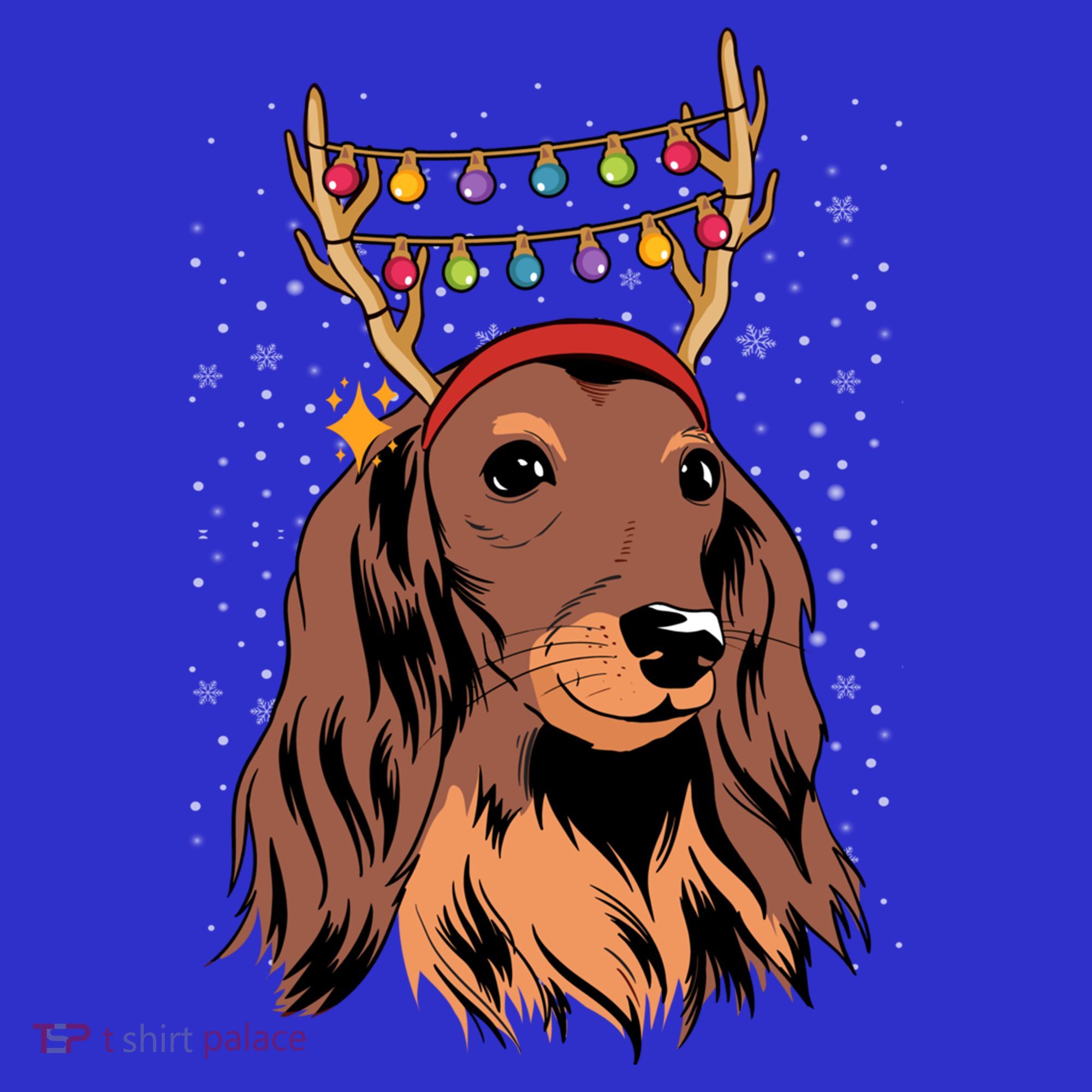 Dachshund Long Hair Reindeer Christmas Tree Lights Xmas Gift Long Sleeve Shirt