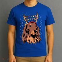 Dachshund Long Hair Reindeer Christmas Tree Lights Xmas Gift T-Shirt thumb 3