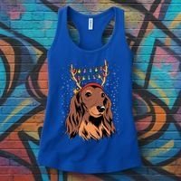 Dachshund Long Hair Reindeer Christmas Tree Lights Xmas Gift Women's Tank Top thumb 3