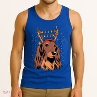 Dachshund Long Hair Reindeer Christmas Tree Lights Xmas Gift Tank Top thumb 3
