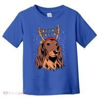Dachshund Long Hair Reindeer Christmas Tree Lights Xmas Gift Toddler T-Shirt thumb 0
