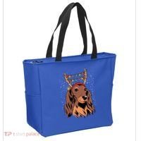Dachshund Long Hair Reindeer Christmas Tree Lights Xmas Gift Tote Bag thumb 2
