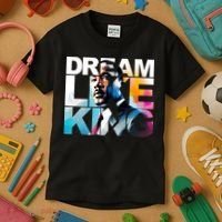 Dream Like King Martin Luther King Day Black History Kids T-Shirt thumb 3
