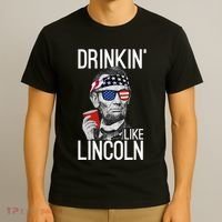 Drinkin Like Lincoln Patriot Abraham Lincoln Beer Drinking T-Shirt thumb 3