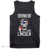 Drinkin Like Lincoln Patriot Abraham Lincoln Beer Drinking Tank Top thumb 0