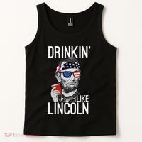 Drinkin Like Lincoln Patriot Abraham Lincoln Beer Drinking Tank Top thumb 2