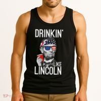 Drinkin Like Lincoln Patriot Abraham Lincoln Beer Drinking Tank Top thumb 3