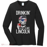 Drinkin Like Lincoln Patriot Abraham Lincoln Beer Drinking Women's Long Sleeve Shirt thumb 0