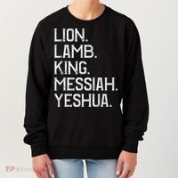 Distressed Lion Lamb King Messiah Yeshua Christian Bible Women's Sweatshirt thumb 0