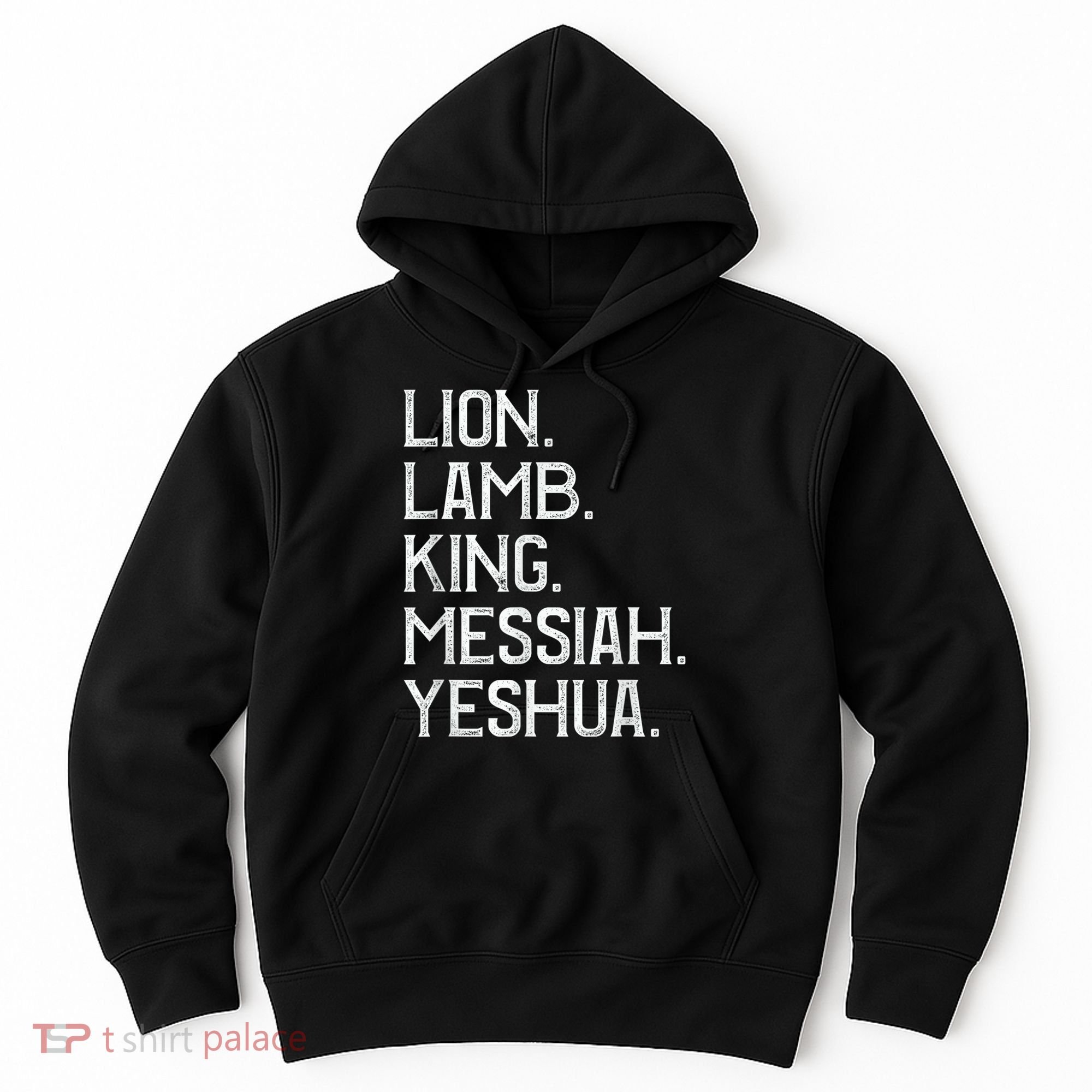 Distressed Lion Lamb King Messiah Yeshua Christian Bible Hoodie