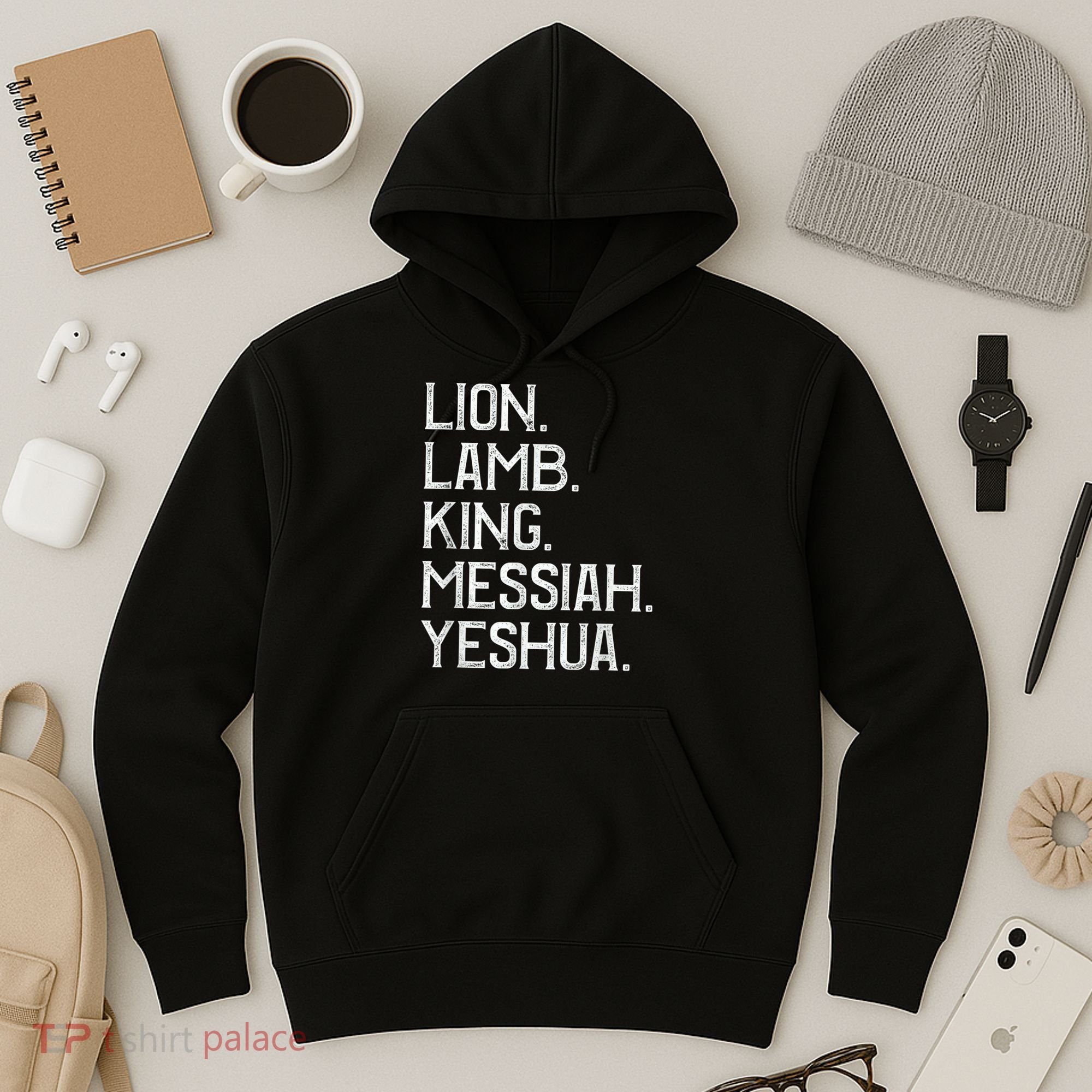 Distressed Lion Lamb King Messiah Yeshua Christian Bible Hoodie