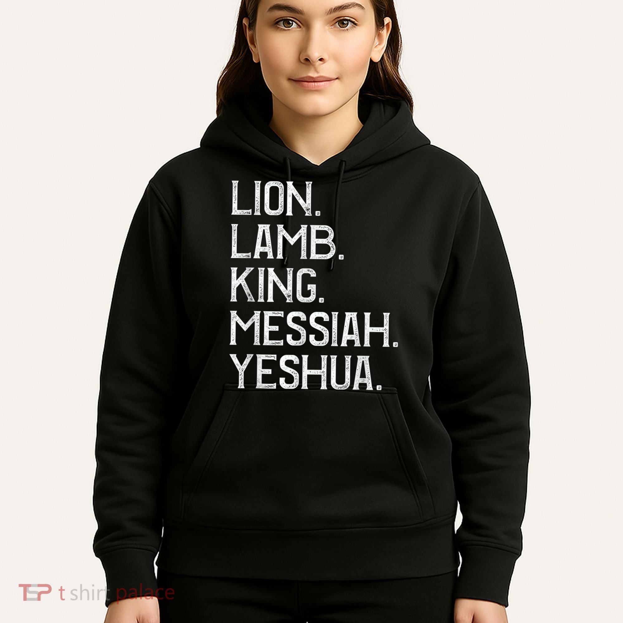 Distressed Lion Lamb King Messiah Yeshua Christian Bible Hoodie