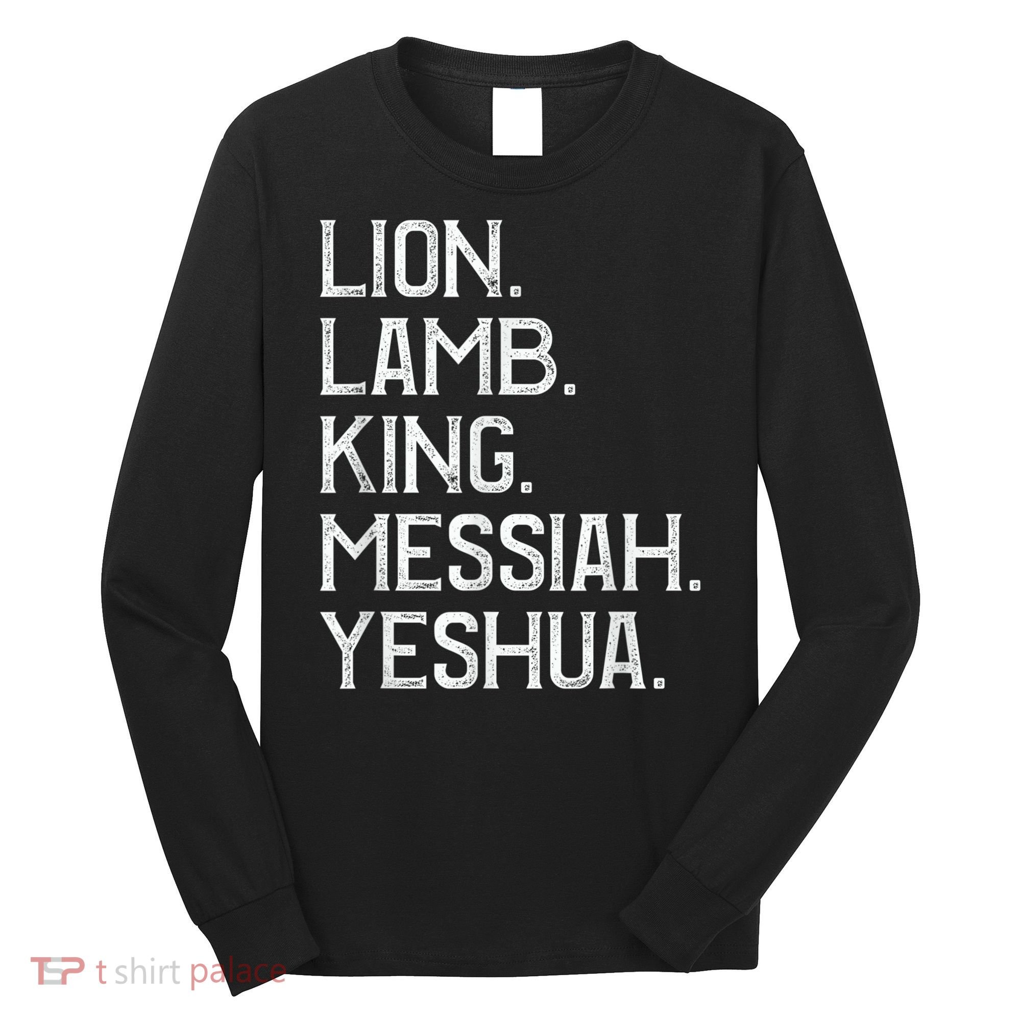 Distressed Lion Lamb King Messiah Yeshua Christian Bible Long Sleeve Shirt