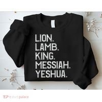 Distressed Lion Lamb King Messiah Yeshua Christian Bible Sweatshirt thumb 2