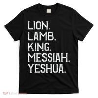 Distressed Lion Lamb King Messiah Yeshua Christian Bible T-Shirt thumb 0