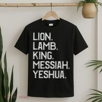 Distressed Lion Lamb King Messiah Yeshua Christian Bible T-Shirt thumb 2