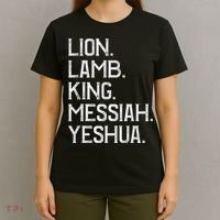 Distressed Lion Lamb King Messiah Yeshua Christian Bible T-Shirt thumb 4