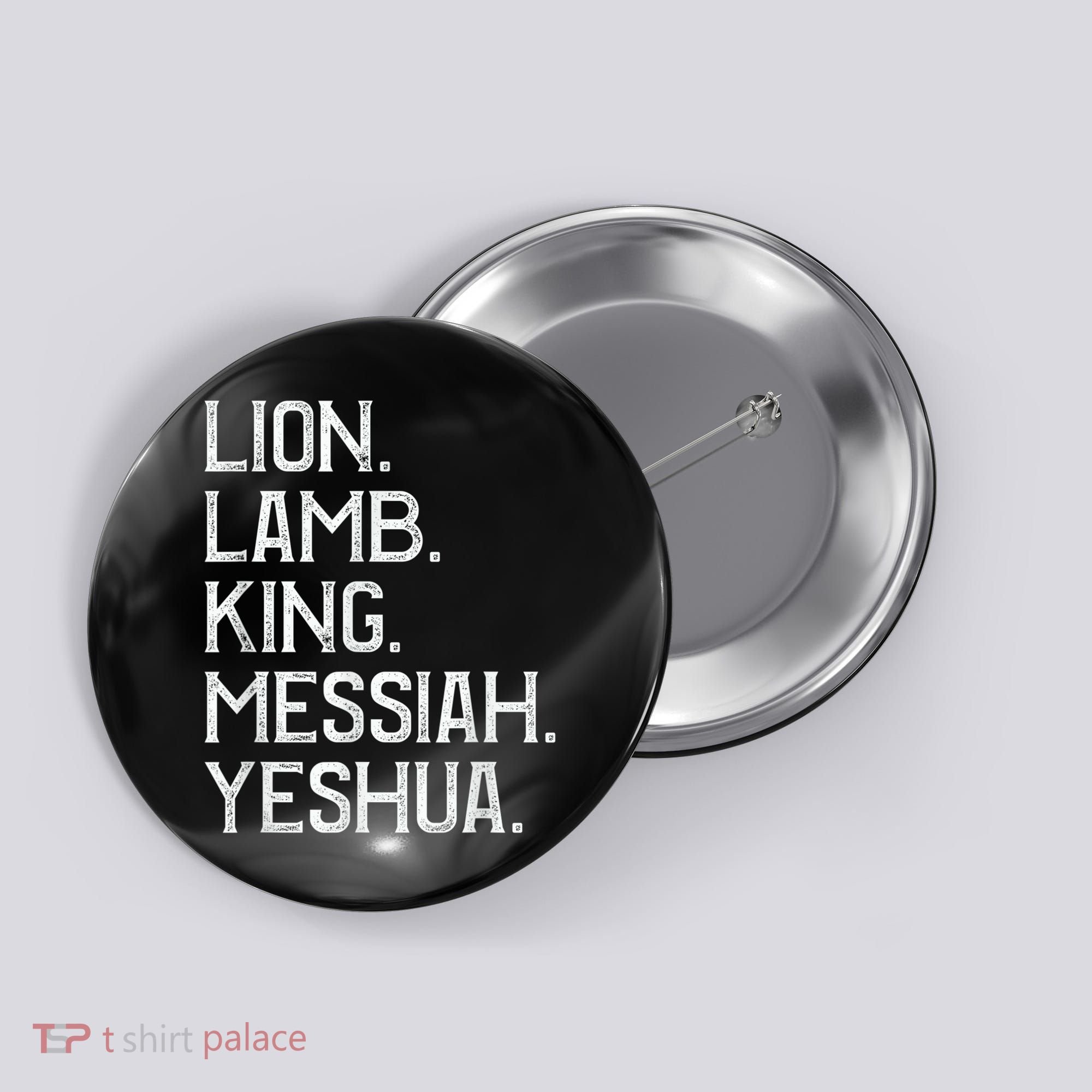 Distressed Lion Lamb King Messiah Yeshua Christian Bible Button