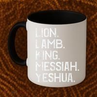 Distressed Lion Lamb King Messiah Yeshua Christian Bible Coffee Mug thumb 2