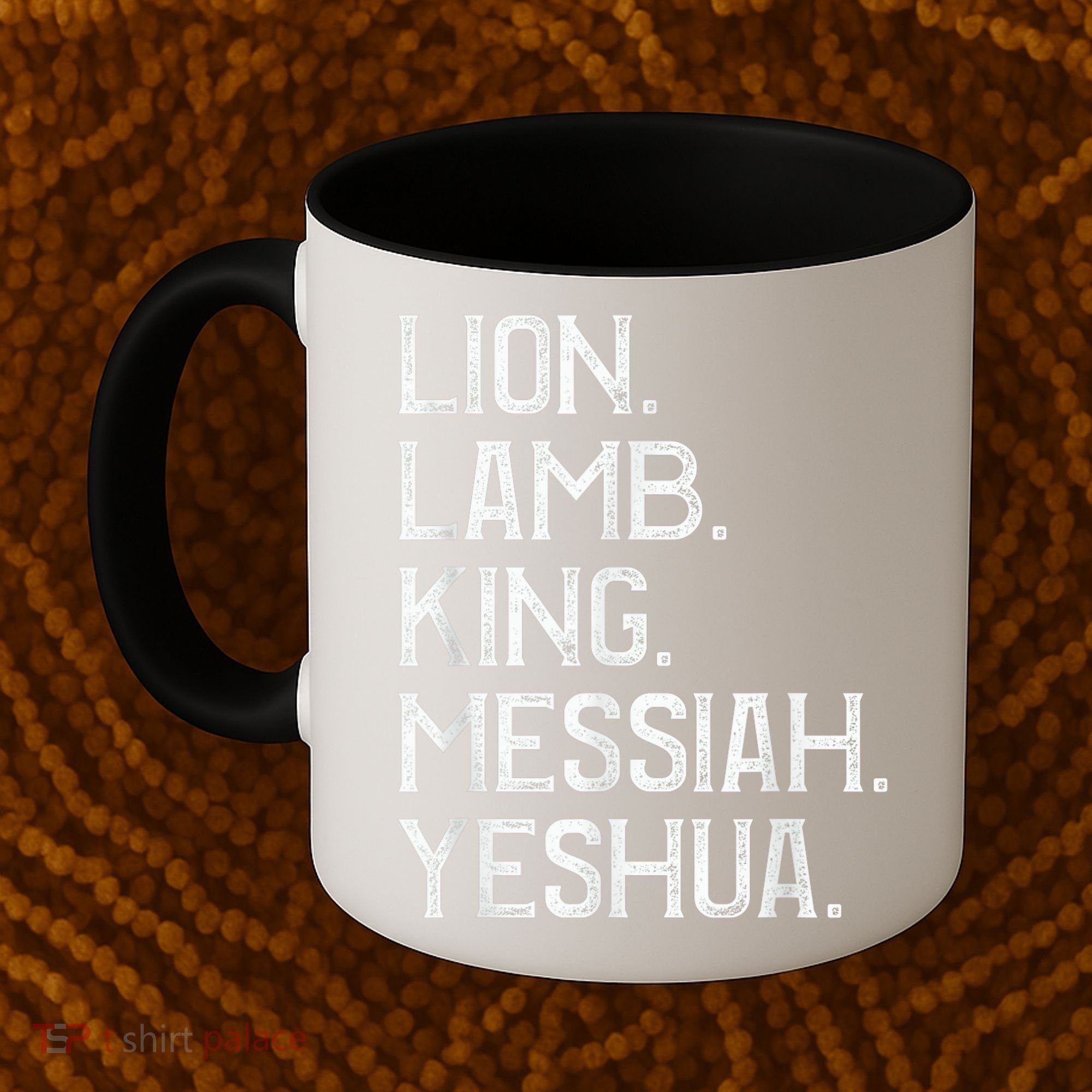Distressed Lion Lamb King Messiah Yeshua Christian Bible Coffee Mug
