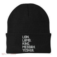 Distressed Lion Lamb King Messiah Yeshua Christian Bible Beanie thumb 0