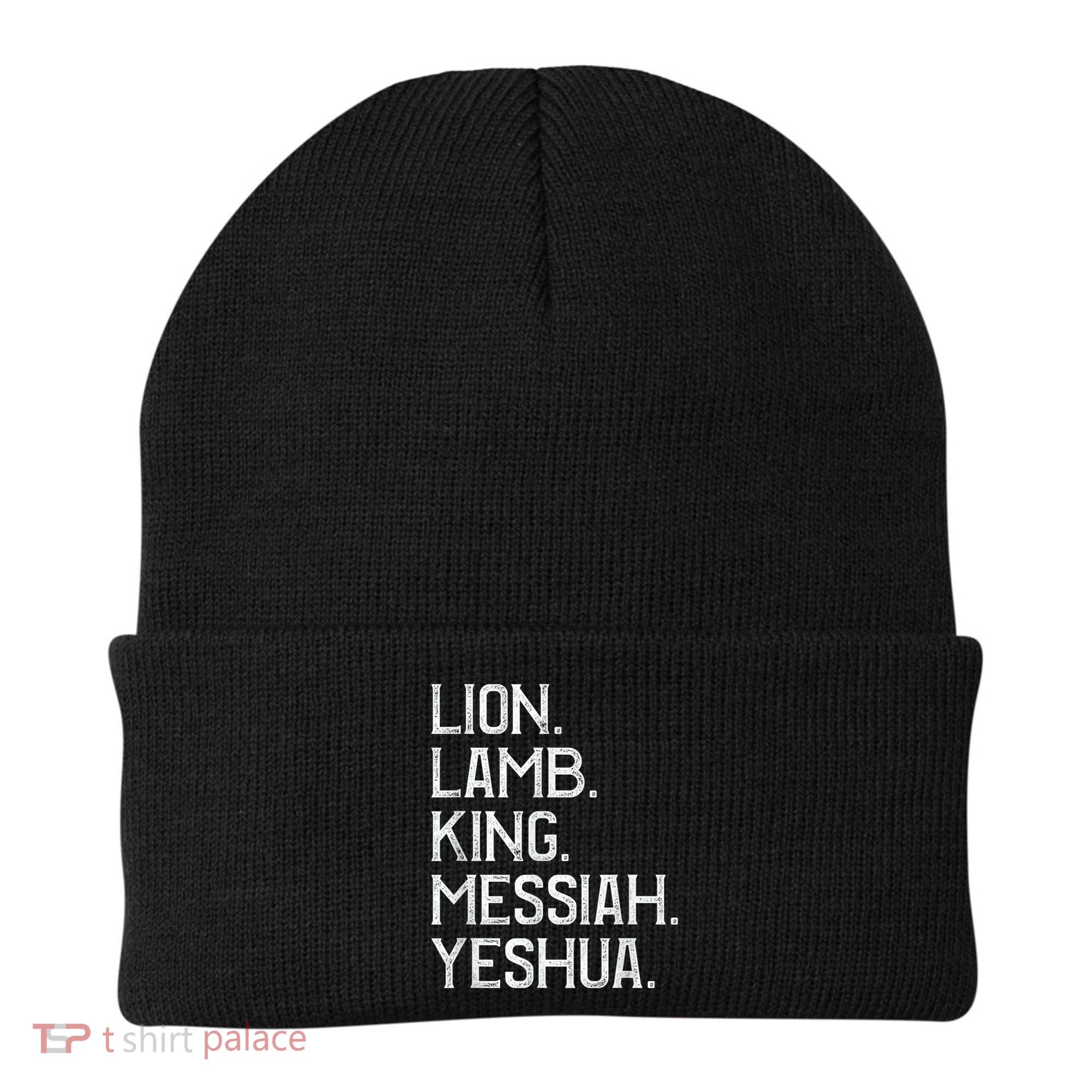 Distressed Lion Lamb King Messiah Yeshua Christian Bible Beanie