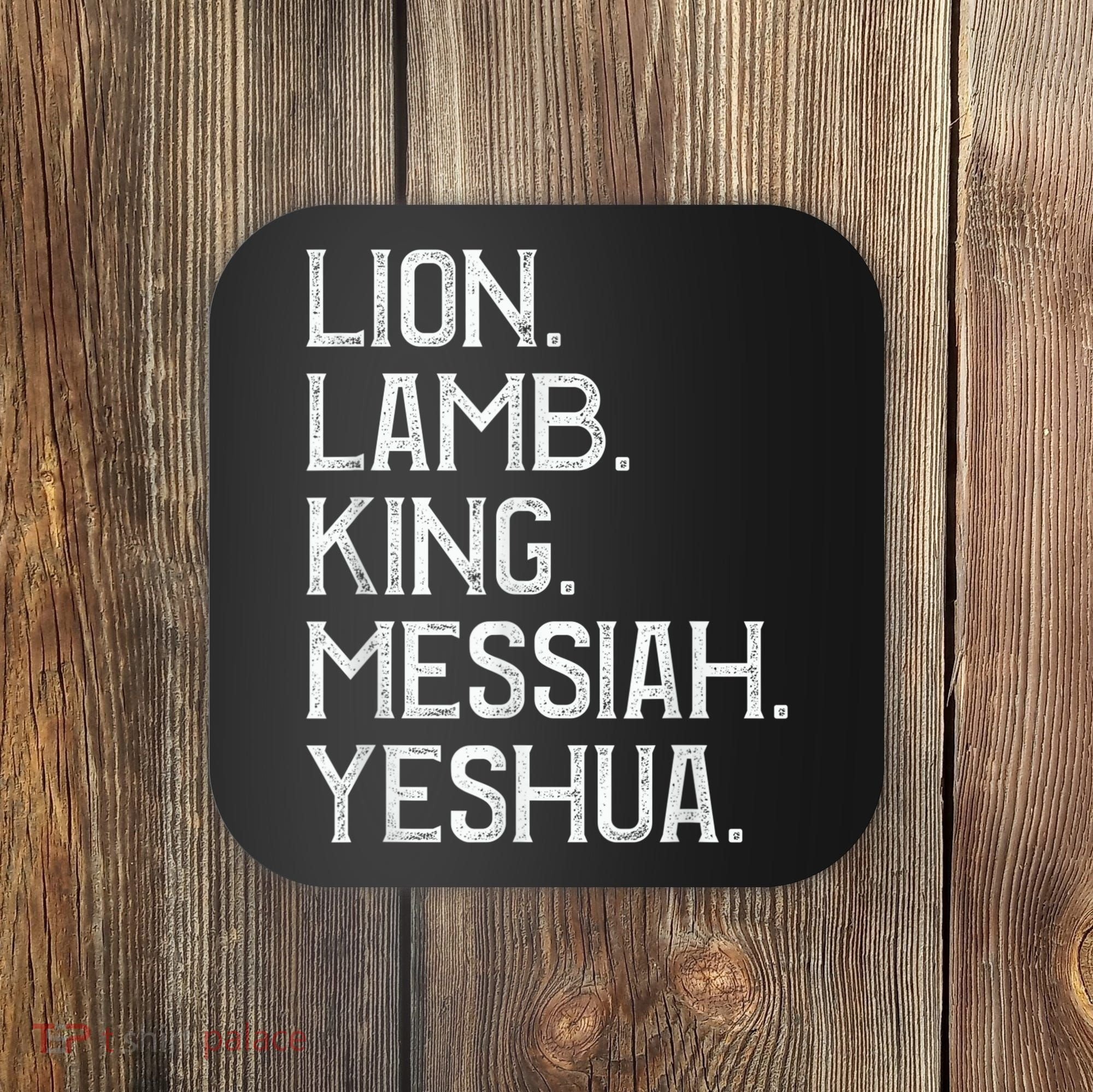 Distressed Lion Lamb King Messiah Yeshua Christian Bible Coaster