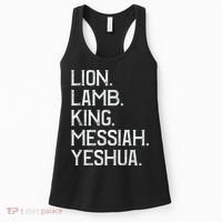 Distressed Lion Lamb King Messiah Yeshua Christian Bible Women's Tank Top thumb 0