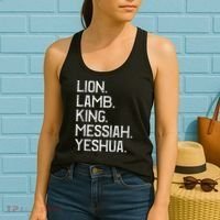 Distressed Lion Lamb King Messiah Yeshua Christian Bible Women's Tank Top thumb 2