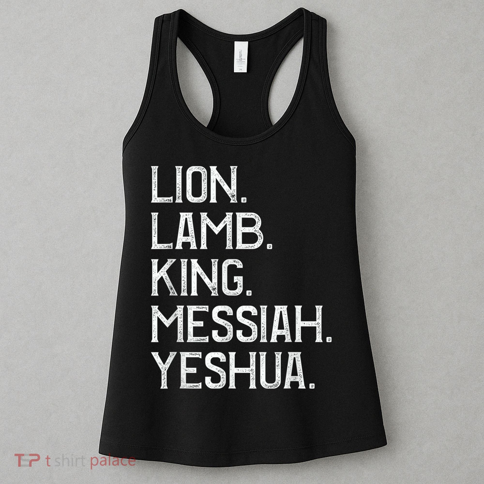 Distressed Lion Lamb King Messiah Yeshua Christian Bible Women's Tank Top