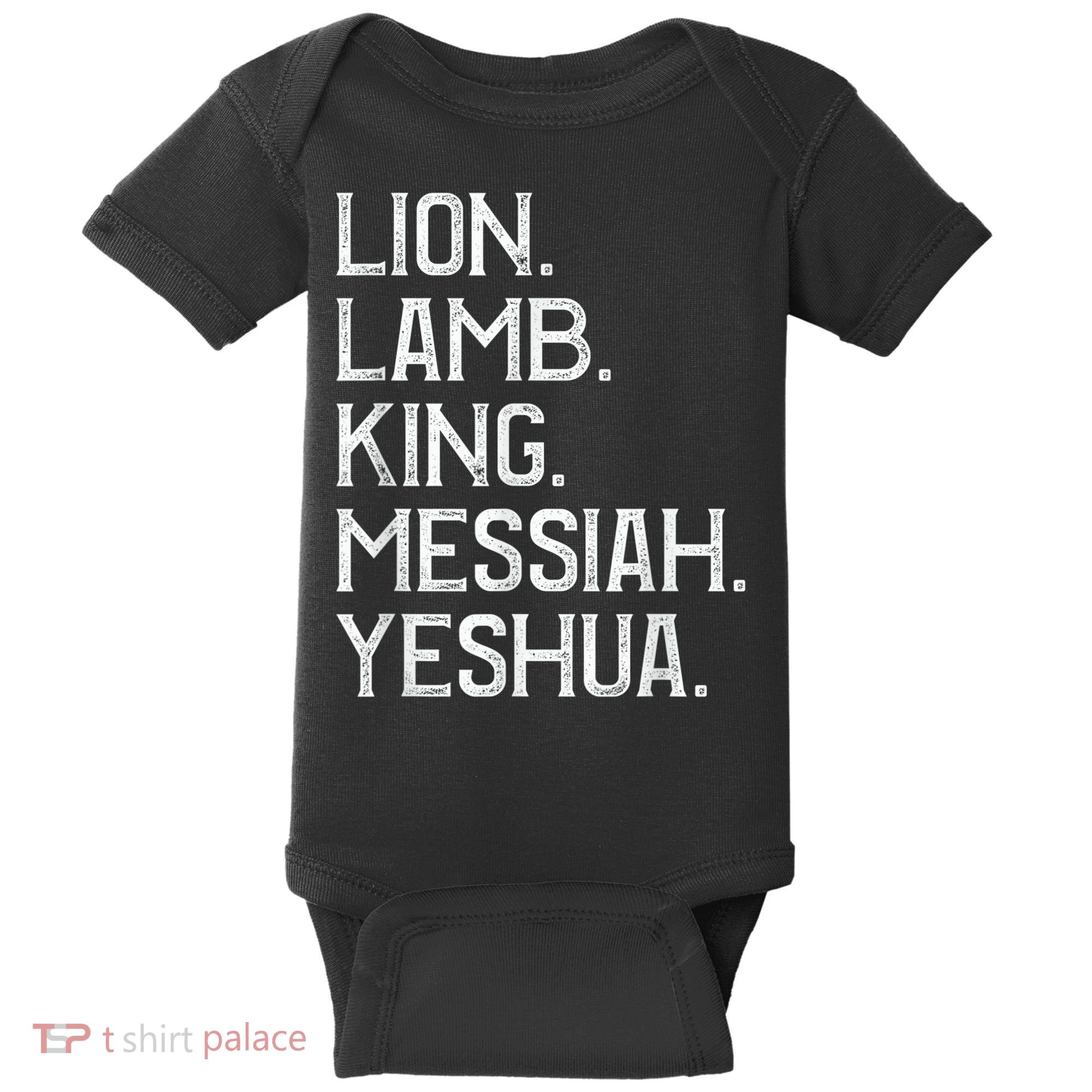 Distressed Lion Lamb King Messiah Yeshua Christian Bible Baby Bodysuit
