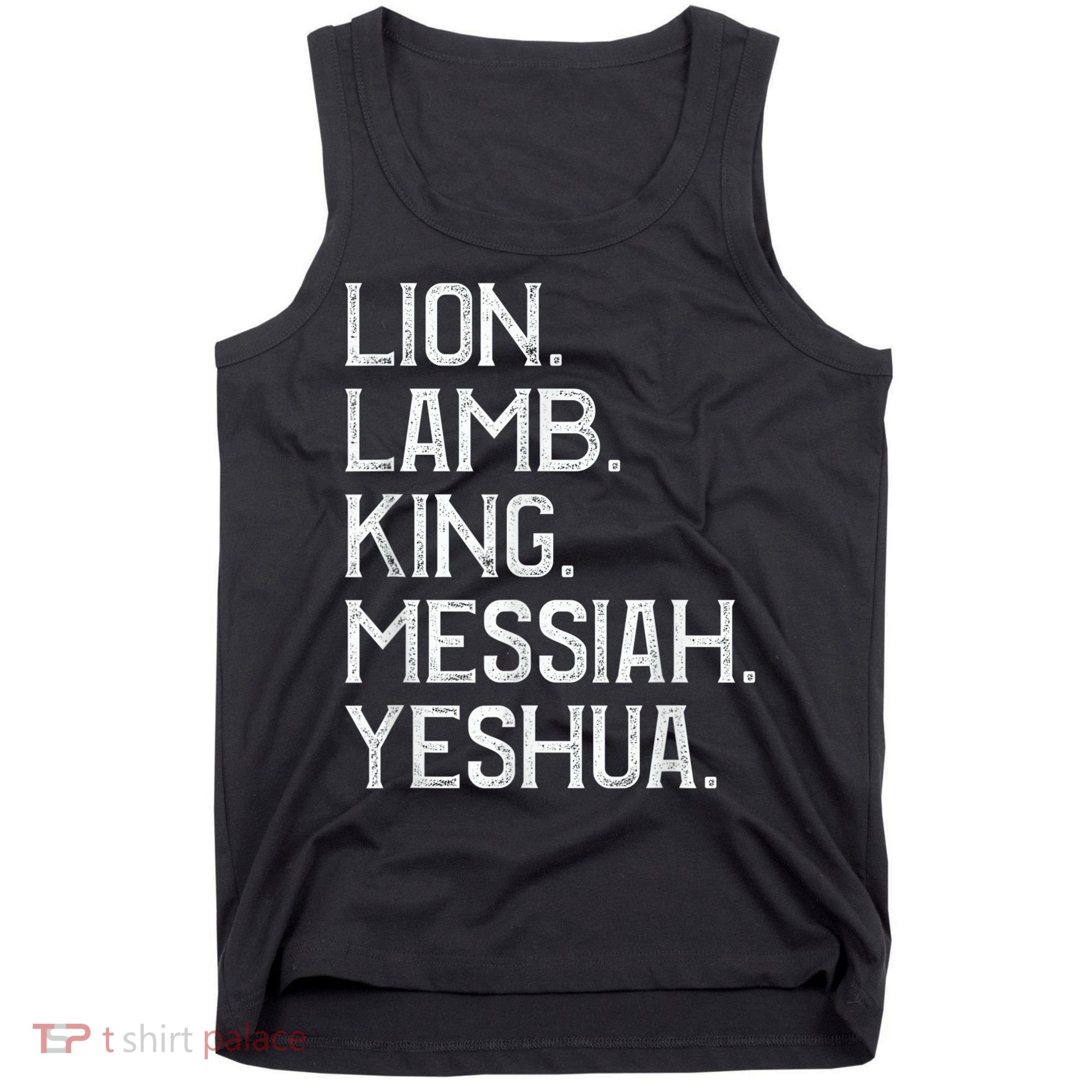 Distressed Lion Lamb King Messiah Yeshua Christian Bible Tank Top
