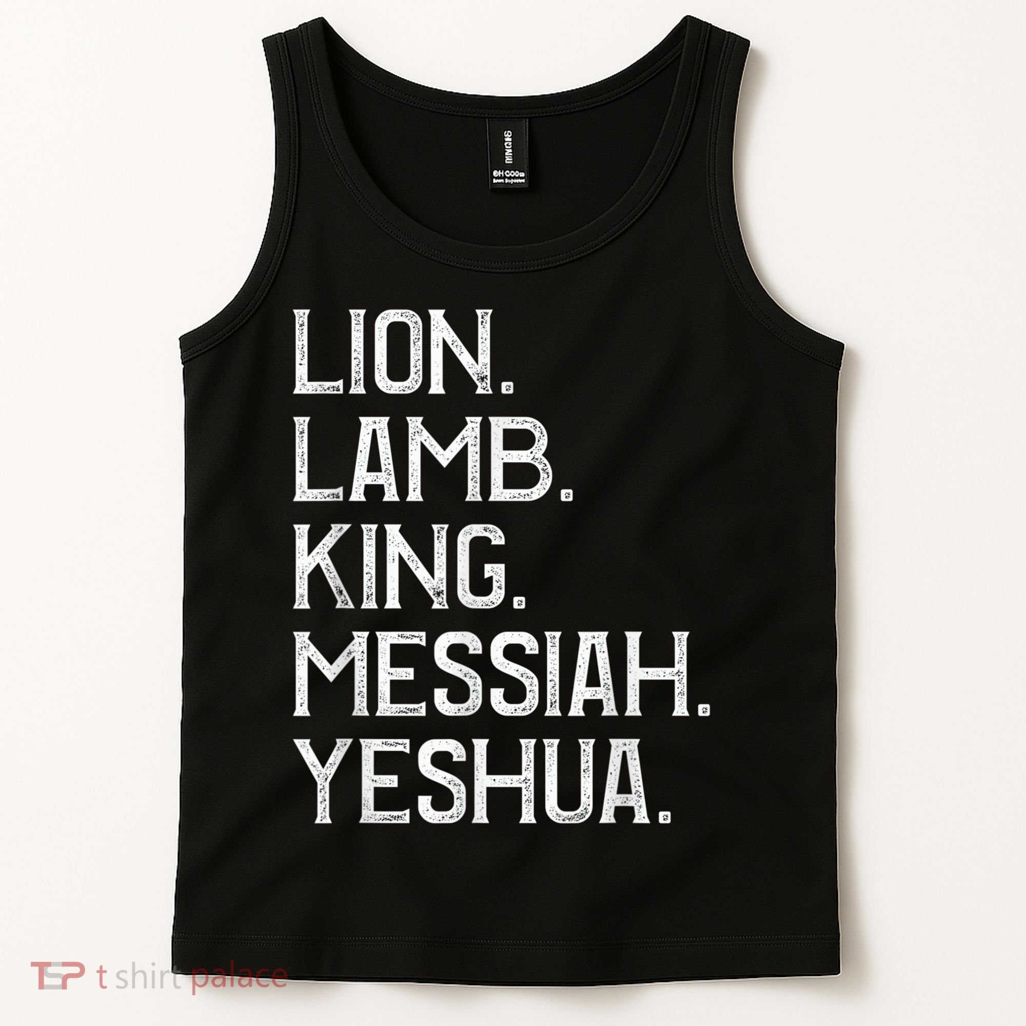 Distressed Lion Lamb King Messiah Yeshua Christian Bible Tank Top