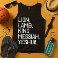 Distressed Lion Lamb King Messiah Yeshua Christian Bible Tank Top thumb 4