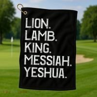 Distressed Lion Lamb King Messiah Yeshua Christian Bible Golf Towel thumb 1