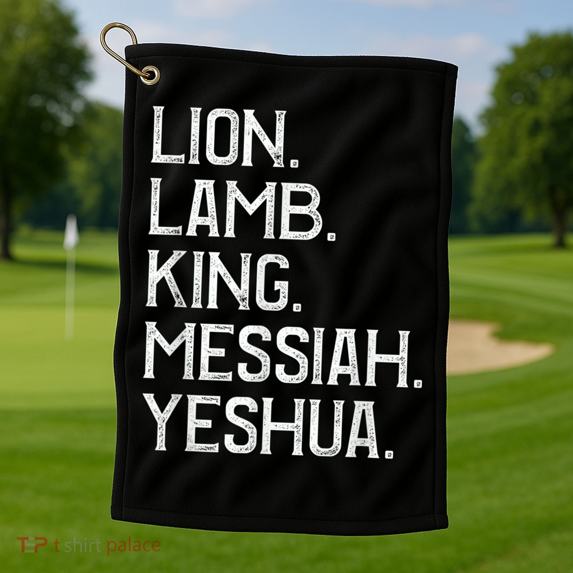 Distressed Lion Lamb King Messiah Yeshua Christian Bible Golf Towel