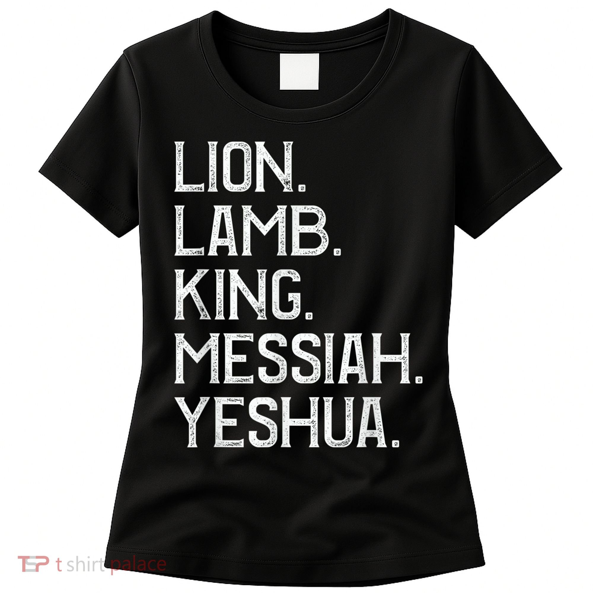 Distressed Lion Lamb King Messiah Yeshua Christian Bible Women's T-Shirt