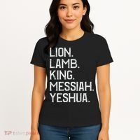 Distressed Lion Lamb King Messiah Yeshua Christian Bible Women's T-Shirt thumb 4