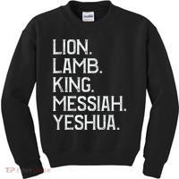 Distressed Lion Lamb King Messiah Yeshua Christian Bible Kids Sweatshirt thumb 0