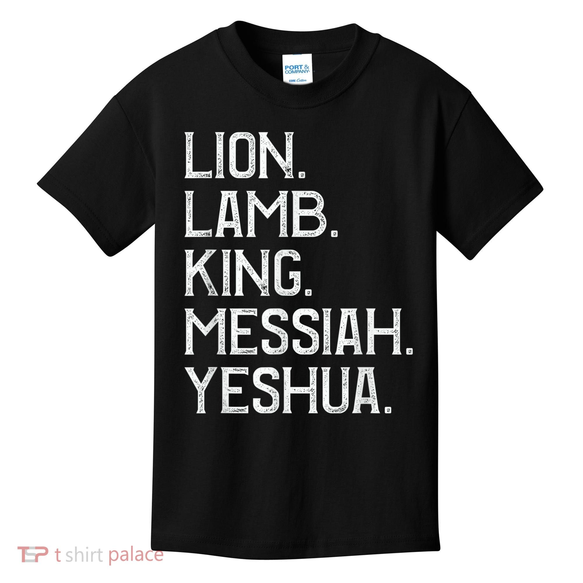 Distressed Lion Lamb King Messiah Yeshua Christian Bible Kids T-Shirt