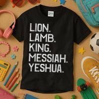 Distressed Lion Lamb King Messiah Yeshua Christian Bible Kids T-Shirt thumb 3