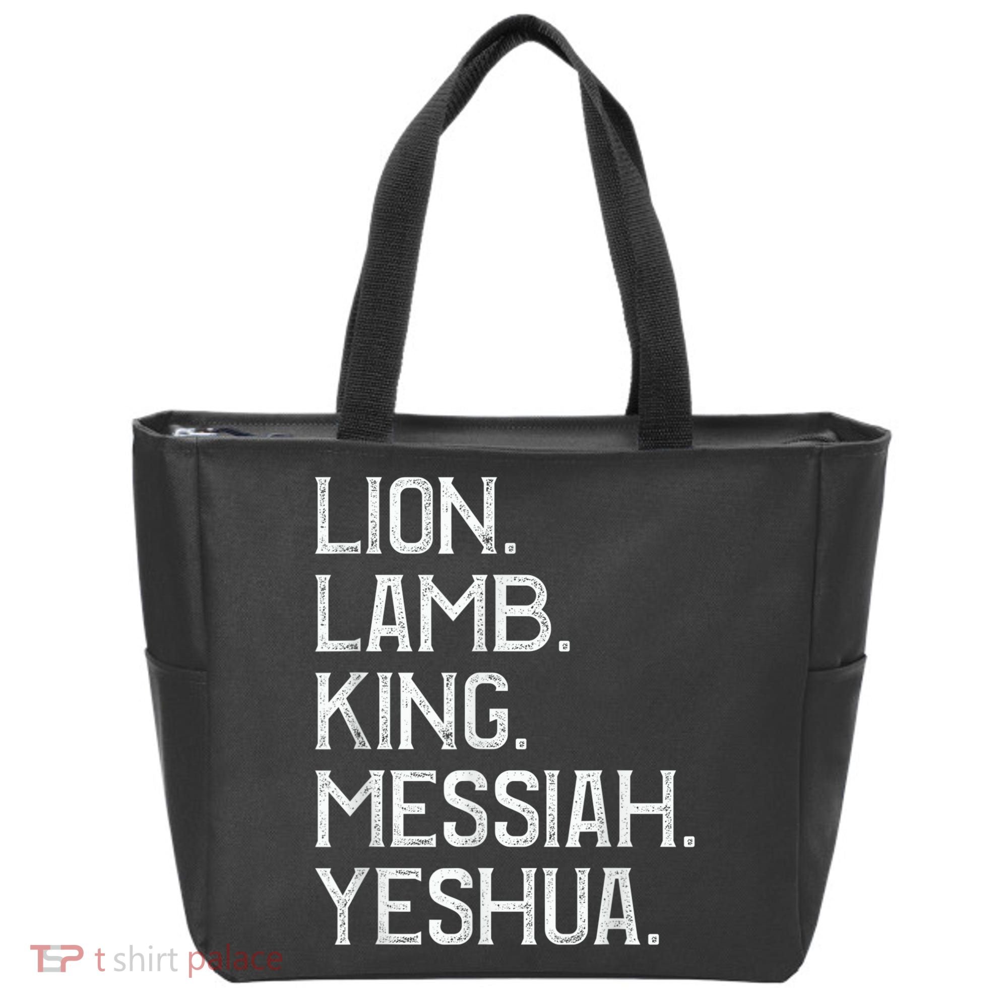 Distressed Lion Lamb King Messiah Yeshua Christian Bible Tote Bag